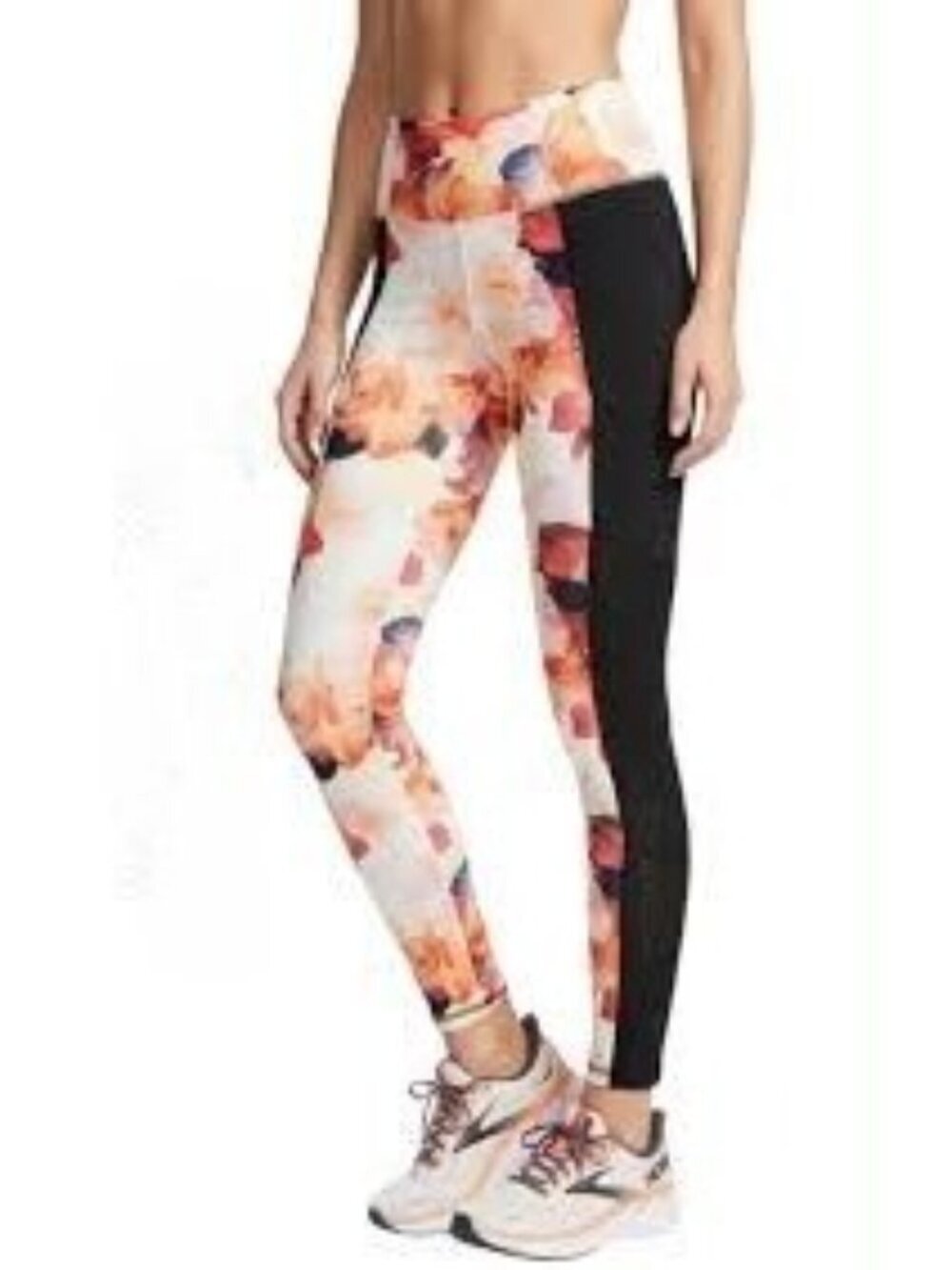 White House Black Market Black Floral Watercolor Leggings Women Size M